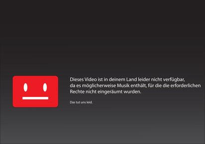 YouTube einigt sich mit GEMA über Lizenzvertrag GEMA-Sperrbildschirm