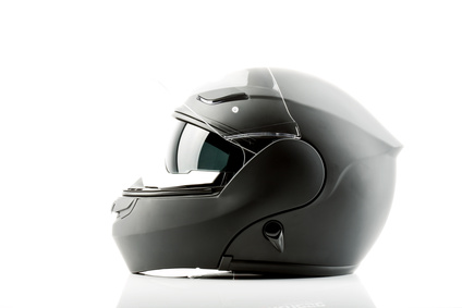 Motorradhelm Motorradhelm in schwarz von der Seite