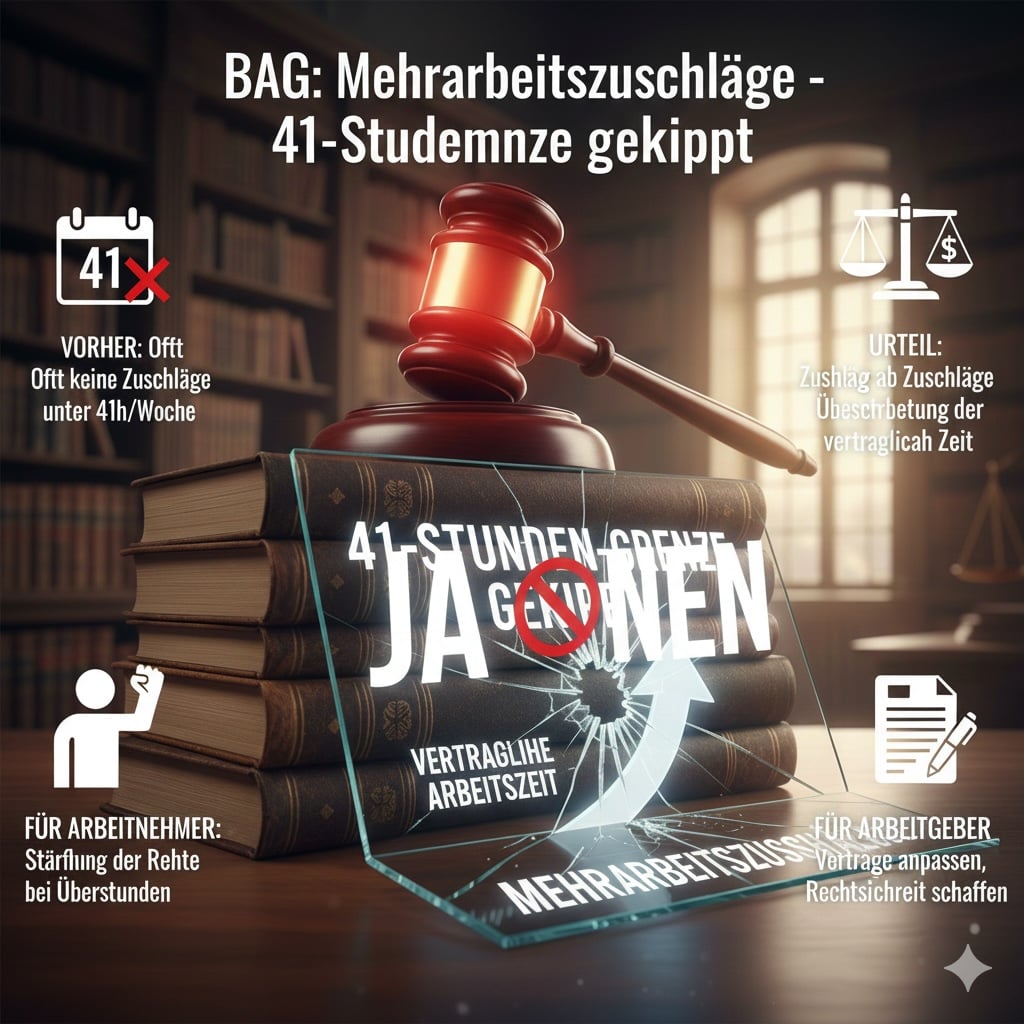 BAG: Mehrarbeitszuschläge - 41-Stunden-Grenze gekippt